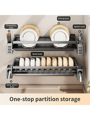 🍽️ Escurridor de Platos de Pared Doble Nivel – Organización Total y Secado Inteligente