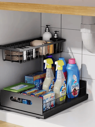 🧼 Organizador Bajo Lavaplatos Deslizante – Doble Nivel con Máxima Capacidad 1