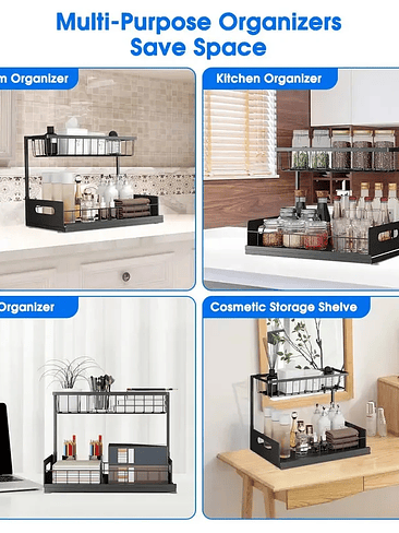 🧼 Organizador Bajo Lavaplatos Deslizante – Doble Nivel con Máxima Capacidad 5