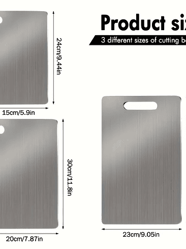 🔪 Set de Tablas de Corte de Acero Inoxidable (3 Piezas) – Higiene, Resistencia y Estilo Profesional 3