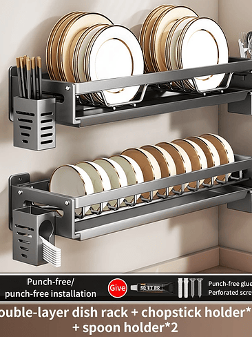🍽️ Escurridor de Platos de Pared Doble Nivel – Organización Total y Secado Inteligente 8