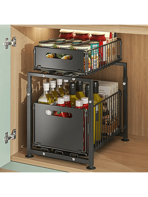 🏡 Organizador Deslizante Doble para Cocina – Máxima Organización en Espacios Reducidos