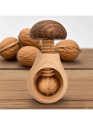 Wooden Mushroom-shaped Walnut Cracker Creative Wooden Mushroom Nut Shell Opener Multi-functional Clamping Tool for Peeling Walnu