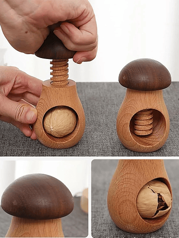 Wooden Mushroom-shaped Walnut Cracker Creative Wooden Mushroom Nut Shell Opener Multi-functional Clamping Tool for Peeling Walnu 3