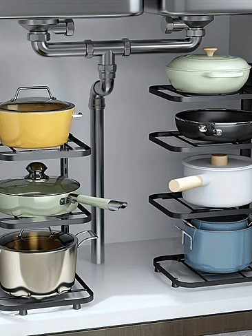 🍳 Organizador de Ollas y Sartenes Ajustable – Maximiza el Espacio Bajo tu Lavaplatos 2
