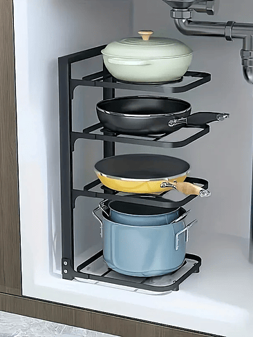🍳 Organizador de Ollas y Sartenes Ajustable – Maximiza el Espacio Bajo tu Lavaplatos 3