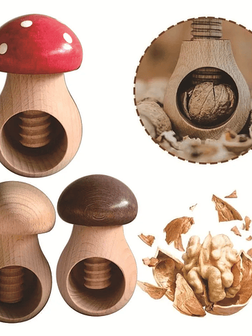 Wooden Mushroom-shaped Walnut Cracker Creative Wooden Mushroom Nut Shell Opener Multi-functional Clamping Tool for Peeling Walnu 4