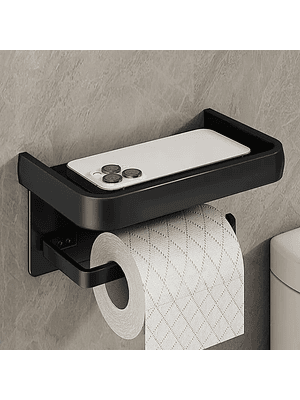 🖤 PORTARROLLO DE BAÑO MULTIFUNCIONAL CON REPISA SUPERIOR 🖤