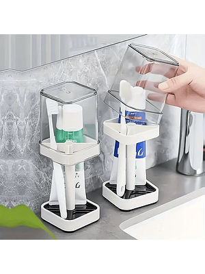 🦷 DISPENSADOR AUTOMÁTICO DE PASTA DENTAL + PORTA CEPILLOS SQUARE