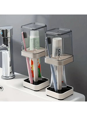🦷 DISPENSADOR AUTOMÁTICO DE PASTA DENTAL + PORTA CEPILLOS SQUARE