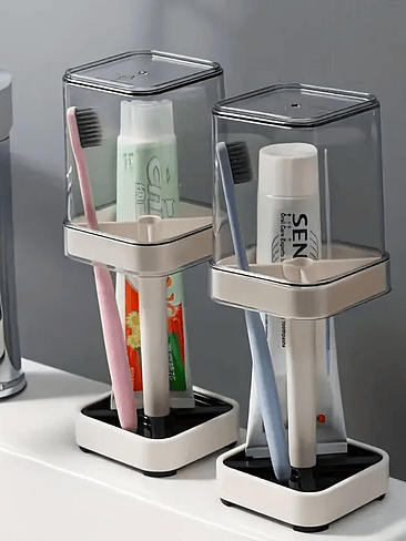 🦷 DISPENSADOR AUTOMÁTICO DE PASTA DENTAL + PORTA CEPILLOS SQUARE 2