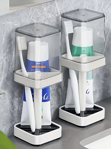 🦷 DISPENSADOR AUTOMÁTICO DE PASTA DENTAL + PORTA CEPILLOS SQUARE 3