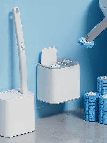 🚽✨ KIT ESCOBILLA WC + DISPENSADOR DE PASTILLAS LIMPIADORAS – LIMPIEZA MODERNA Y SIN DESORDEN ✨🚽 1