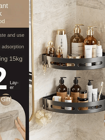 🛁✨ ¡¡¡REPISA ESQUINERA DOBLE DE BAÑO – MÁXIMA ORGANIZACIÓN CON ESTILO PREMIUM!!! ✨🛁 9