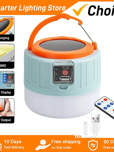 🔆 LÁMPARA SOLAR PORTÁTIL CON POWER BANK Y DISPLAY DIGITAL 🔆 6