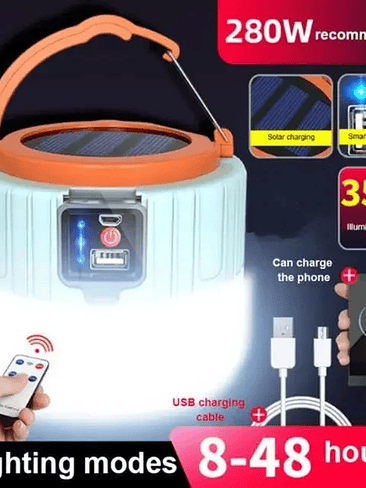 🔆 LÁMPARA SOLAR PORTÁTIL CON POWER BANK Y DISPLAY DIGITAL 🔆 9