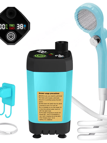 🚿 DUCHA PORTÁTIL ELÉCTRICA RECARGABLE CON PANTALLA DIGITAL 7