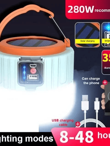 🔆 LÁMPARA SOLAR PORTÁTIL CON POWER BANK Y DISPLAY DIGITAL 🔆 10