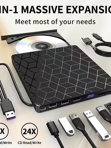 🖥️ ¡LECTOR Y GRABADOR DE CD/DVD EXTERNO VERSÁTIL 8 EN 1 PARA LAPTOP! 💿⚡ 2