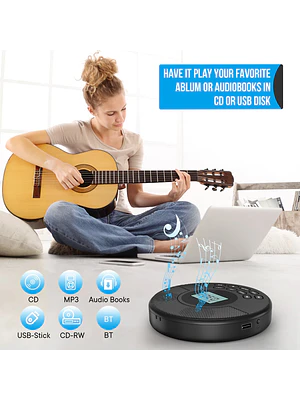 🎶 ¡REPRODUCTOR DE CD PORTÁTIL WALKMAN BLUETOOTH CON DOBLE ALTAVOZ! 💿✨