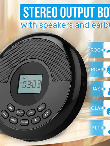 🎶 ¡REPRODUCTOR DE CD PORTÁTIL WALKMAN BLUETOOTH CON DOBLE ALTAVOZ! 💿✨ 3