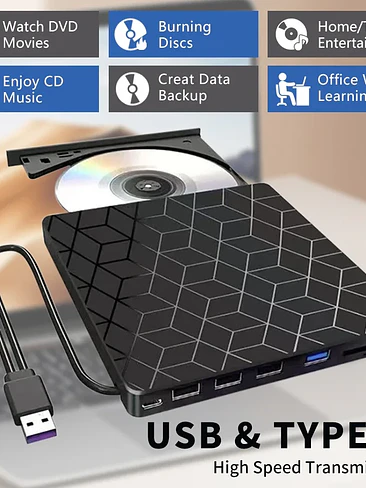 🖥️ ¡LECTOR Y GRABADOR DE CD/DVD EXTERNO VERSÁTIL 8 EN 1 PARA LAPTOP! 💿⚡ 3