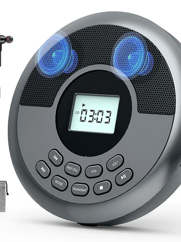 🎶 ¡REPRODUCTOR DE CD PORTÁTIL WALKMAN BLUETOOTH CON DOBLE ALTAVOZ! 💿✨ 7