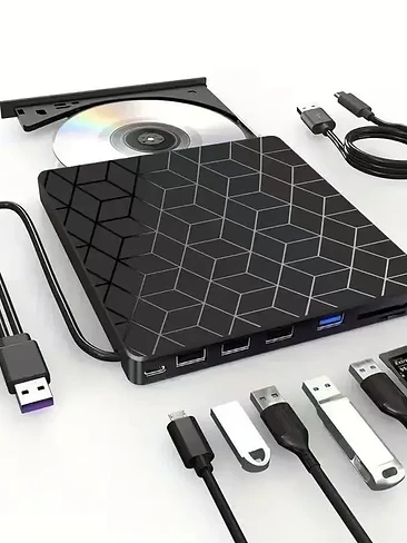 🖥️ ¡LECTOR Y GRABADOR DE CD/DVD EXTERNO VERSÁTIL 8 EN 1 PARA LAPTOP! 💿⚡ 7