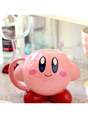 🍔 ¡COLECCIÓN DE TAZONES MUG DE CERÁMICA PREMIUM KIRBY - EDICIÓN FIGURA 3D Y KIRBY HAMBURGUESA CON TAPA! 🌸✨