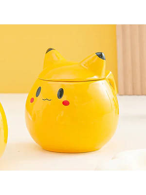 ⚡ ¡TAZÓN MUG DE CERÁMICA PREMIUM PIKACHU CON TAPA REMOVIBLE DE OREJAS! 🐹💛
