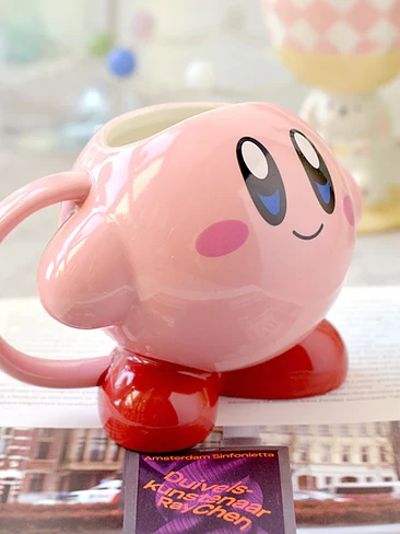 🍔 ¡COLECCIÓN DE TAZONES MUG DE CERÁMICA PREMIUM KIRBY - EDICIÓN FIGURA 3D Y KIRBY HAMBURGUESA CON TAPA! 🌸✨ 3