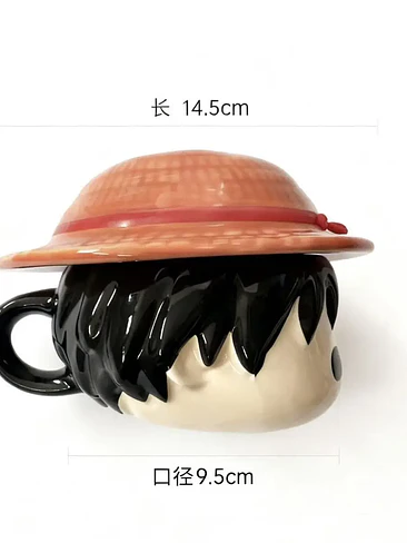 🏴‍☠️ ¡TAZÓN MUG DE CERÁMICA PREMIUM MONKEY D. LUFFY 3D CON TAPA DE SOMBRERO DE PAJA! 👒🍖 4