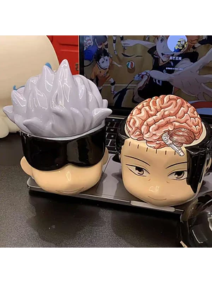 👁️ ¡TAZONES MUG DE CERÁMICA PREMIUM JUJUTSU KAISEN - EDICIÓN COLECCIONABLE GOJO SATORU Y SUGURU GETO / KENJAKU! 💥🔮