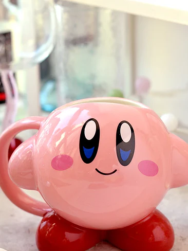 🍔 ¡COLECCIÓN DE TAZONES MUG DE CERÁMICA PREMIUM KIRBY - EDICIÓN FIGURA 3D Y KIRBY HAMBURGUESA CON TAPA! 🌸✨ 7