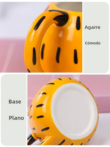 🐱 ¡TAZA DE CERÁMICA PREMIUM DE GARFIELD HECHA A MANO EN RELIEVE! ☕🍊 4