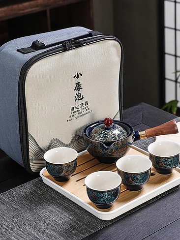 🍵 ¡SET DE TÉ CERÁMICO GONGFU CON ROTACIÓN DE 360° Y ESTUCHE DE VIAJE PREMIUM! 🏔️✨ 1