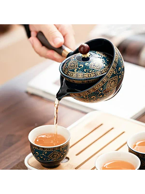 🍵 ¡SET DE TÉ CERÁMICO GONGFU CON ROTACIÓN DE 360° Y ESTUCHE DE VIAJE PREMIUM! 🏔️✨