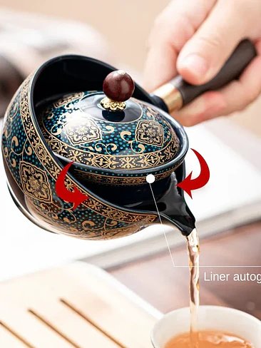 🍵 ¡SET DE TÉ CERÁMICO GONGFU CON ROTACIÓN DE 360° Y ESTUCHE DE VIAJE PREMIUM! 🏔️✨ 3
