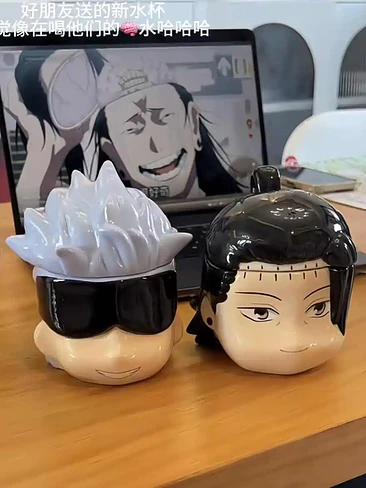 👁️ ¡TAZONES MUG DE CERÁMICA PREMIUM JUJUTSU KAISEN - EDICIÓN COLECCIONABLE GOJO SATORU Y SUGURU GETO / KENJAKU! 💥🔮 2