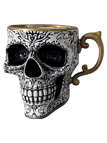 💀 ¡SET DE TAZA Y PLATO DE PORCELANA CALAVERA PUNK SKULL DE LUJO! 🖤✨ 4