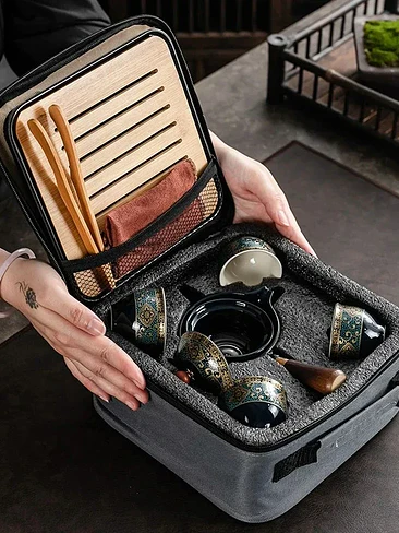 🍵 ¡SET DE TÉ CERÁMICO GONGFU CON ROTACIÓN DE 360° Y ESTUCHE DE VIAJE PREMIUM! 🏔️✨ 4