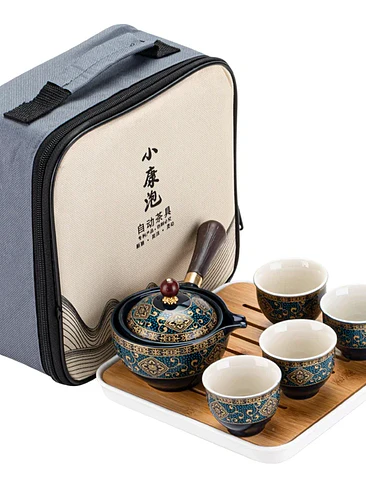 🍵 ¡SET DE TÉ CERÁMICO GONGFU CON ROTACIÓN DE 360° Y ESTUCHE DE VIAJE PREMIUM! 🏔️✨ 5