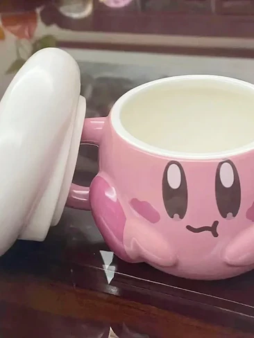 ESTA🥞 ¡TAZÓN MUG DE CERÁMICA PREMIUM KIRBY CAFÉ CON TAPA DE GORRO DE CHEF! 🌸✨¡ 5