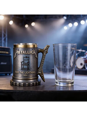 Ruru Metallica Guitar Handle Beer Mug, Ride The Lightning 1984 Collectible Coffee Cup for Rock Fans