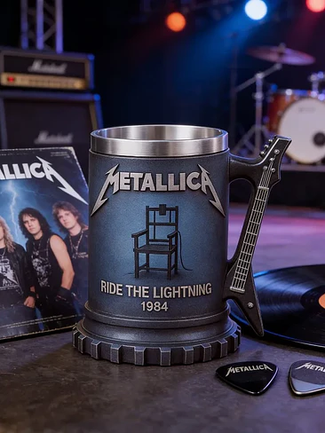 Ruru Metallica Guitar Handle Beer Mug, Ride The Lightning 1984 Collectible Coffee Cup for Rock Fans 5