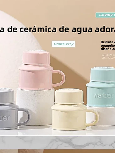 🍶 ¡TAZÓN MUG DE CERÁMICA PREMIUM PREMIUM CON TAPA / BOTELLA WATER 420ML! 🌸✨ 5