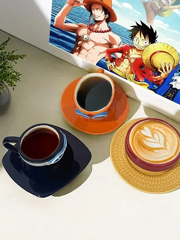 👒 ¡SET DE TAZAS COLECCIONABLES ANIME ONE PIECE - SOMBREROS DE LOS TRES HERMANOS AS, SABO Y LUFFY! 🏴‍☠️🔥 2