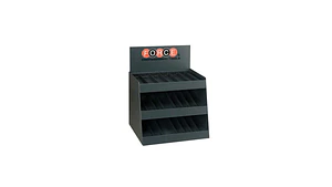🗄️ EXHIBIDOR METÁLICO INDUSTRIAL DE 3 NIVELES PARA MOSTRADOR Y PAÑOL CON SET COMPLETO DE 408 DADOS DE IMPACTO AUTOMOTRICES (ACABADO NEGRO FOSFATADO) - CÓDIGO DE FABRICANTE: 50121C-408