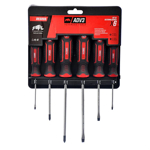 SET DE DESTORNILLADORES PHILLIPS Y PLANOS X 6 UNIDADES CON PUNTA IMANTADA