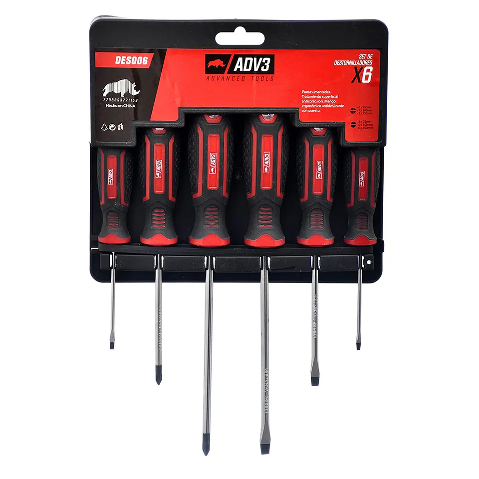 SET DE DESTORNILLADORES PHILLIPS Y PLANOS X 6 UNIDADES CON PUNTA IMANTADA 1